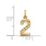 14k Small Brushed Diamond-cut Number 2 Charm - Image 4
