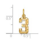 14k Small Brushed Diamond-cut Number 3 Charm - Image 4