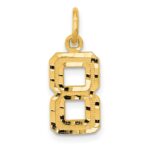 14k Small Brushed Diamond-cut Number 8 Charm