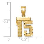 14k Small Brushed Diamond-cut Number 15 Charm - Image 3