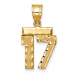 14k Small Brushed Diamond-cut Number 17 Charm