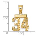 14k Small Brushed Diamond-cut Number 34 Charm - Image 2