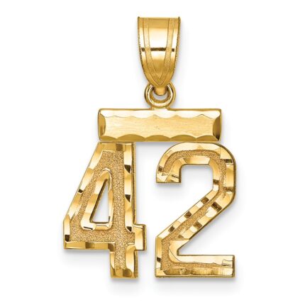14k Small Brushed Diamond-cut Number 42 Charm