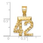 14k Small Brushed Diamond-cut Number 42 Charm - Image 3