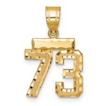 14k Small Brushed Diamond-cut Number 73 Charm
