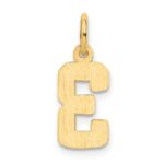 14k Small Polished Number 3 Charm - Image 3