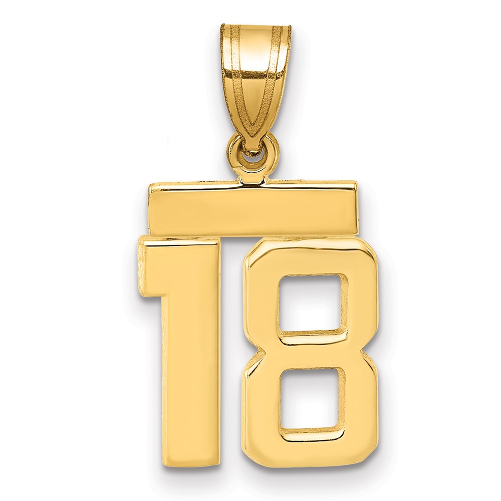 SP18.jpg 14k Small Polished Number 18 Charm - Image 1