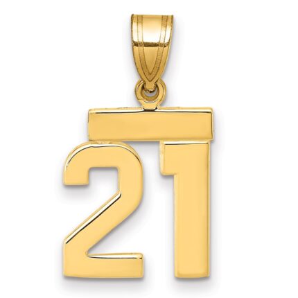 14k Small Polished Number 21 Charm