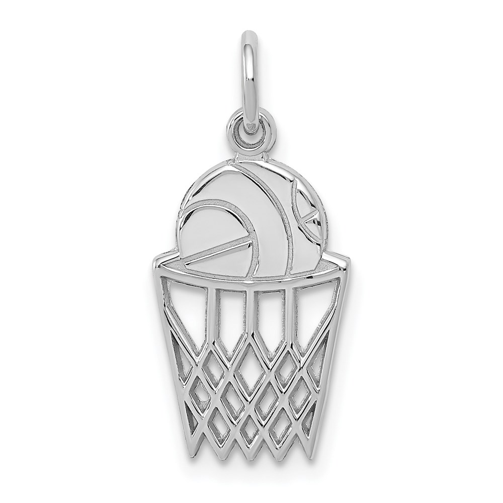 WCH136.jpg 14k White Gold Basketball in Net Charm - Image 1