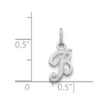 14KW White Gold Casted Script Letter B Initial Charm - Image 5