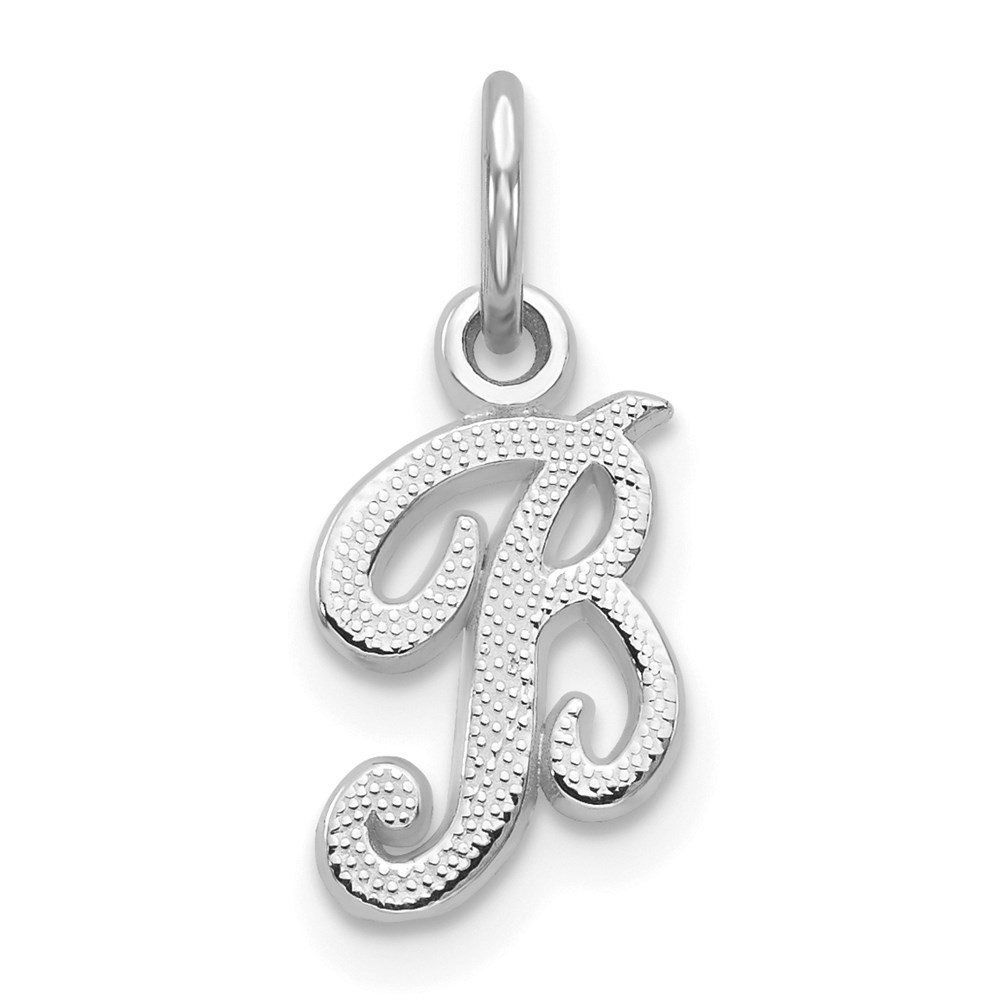 WCH138-B.jpg 14KW White Gold Casted Script Letter B Initial Charm - Image 1