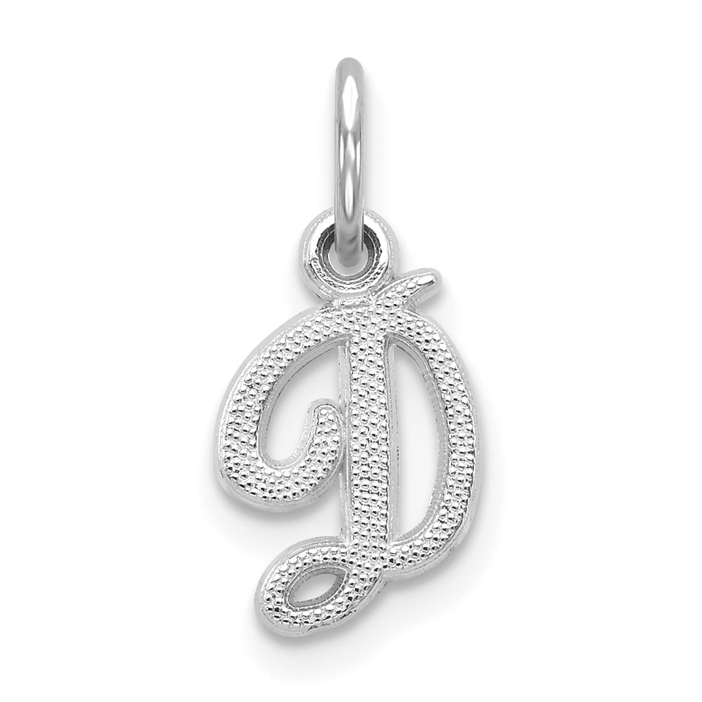 WCH138-D.jpg 14KW White Gold Casted Script Letter D Initial Charm - Image 1