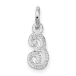 14KW White Gold Casted Script Letter E Initial Charm - Image 4
