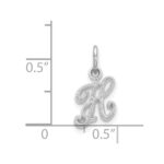 14KW White Gold Casted Script Letter H Initial Charm - Image 3