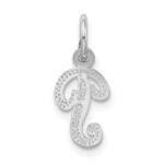 14KW White Gold Casted Script Letter P Initial Charm - Image 4