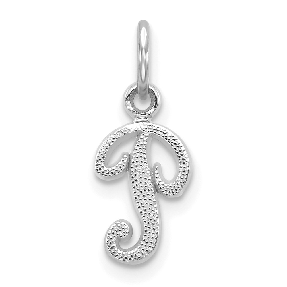 WCH138-P.jpg 14KW White Gold Casted Script Letter P Initial Charm - Image 1
