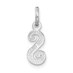 14KW White Gold Casted Script Letter S Initial Charm - Image 4