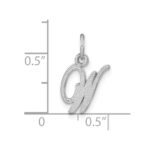 14KW White Gold Casted Script Letter W Initial Charm - Image 4