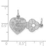 14K White Gold Polished 2-Piece Break-Apart HE WHO HOLDS THE KEY CAN UNLOCK MY HEART Charm - Image 4