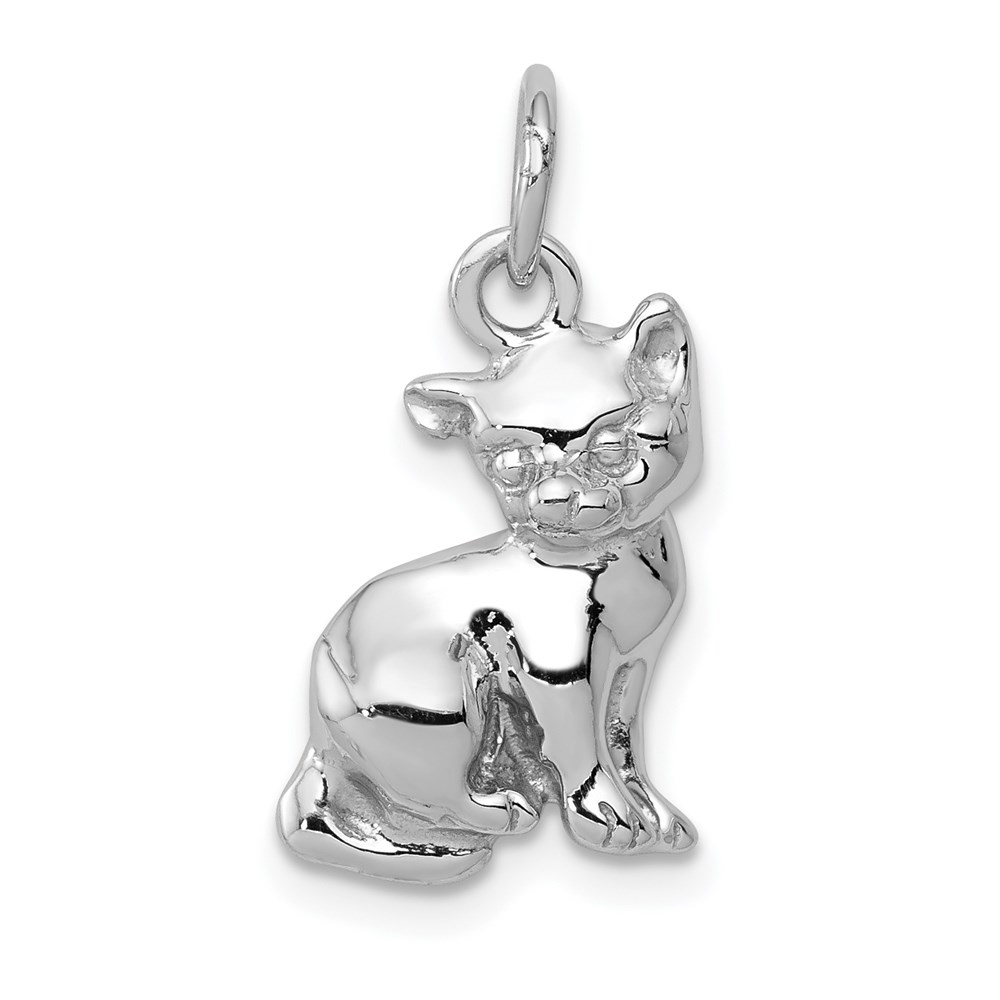 WCH92.jpg 14k White Gold Cat Charm - Image 1
