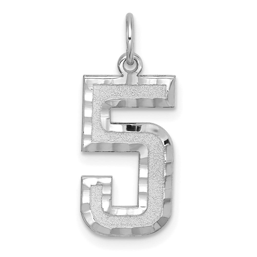 WLN05.jpg 14kw Large Brushed Diamond-cut Number 5 Charm - Image 1