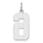 14kw Large Brushed Diamond-cut  Number 6 Charm - Image 4