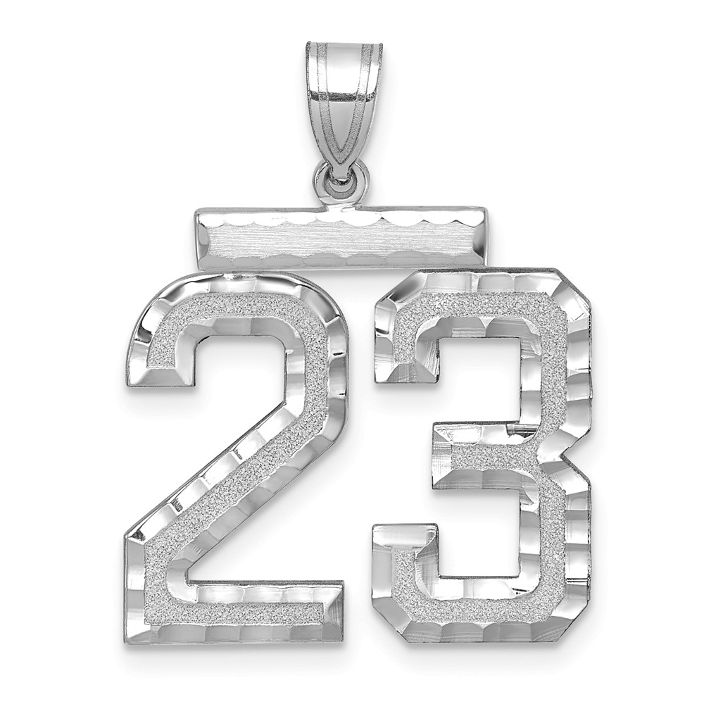 WLN23.jpg 14kw Large Brushed Diamond-cut Number 23 Charm - Image 1