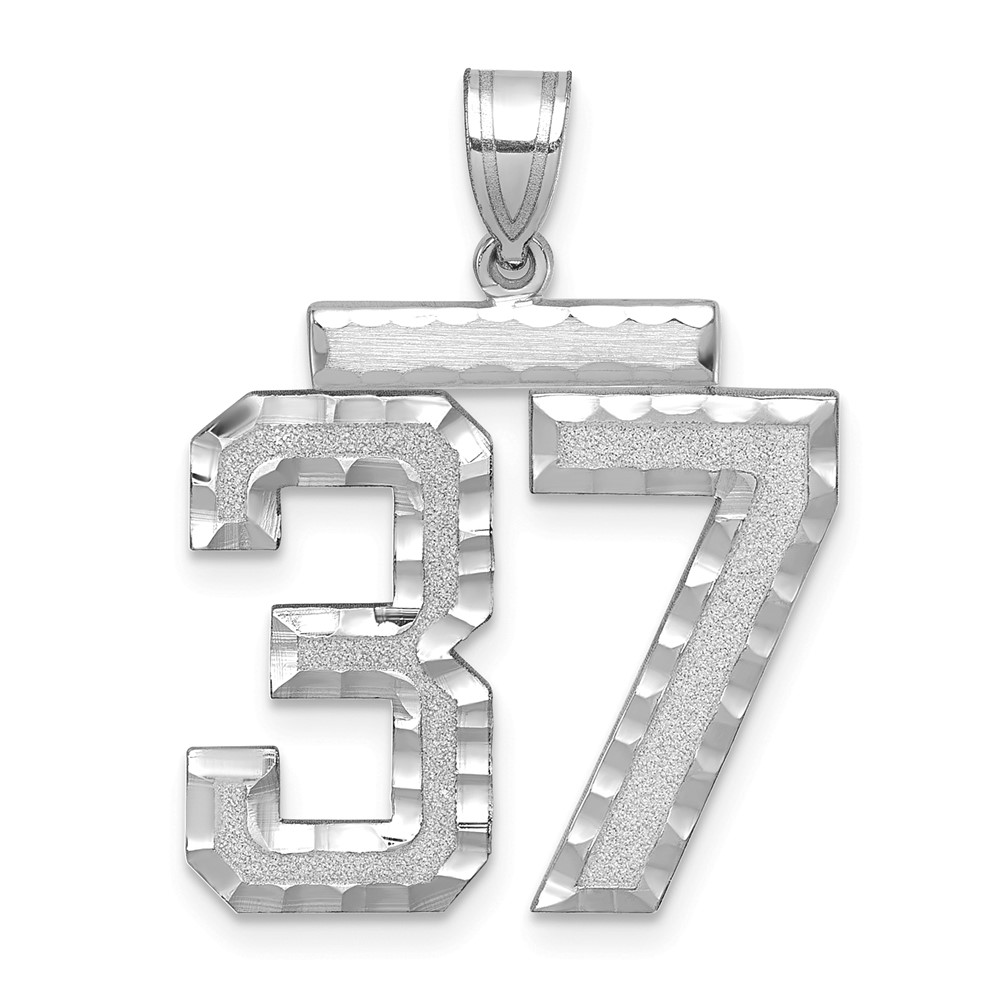 WLN37.jpg 14kw Large Brushed Diamond-cut Number 37 Charm - Image 1