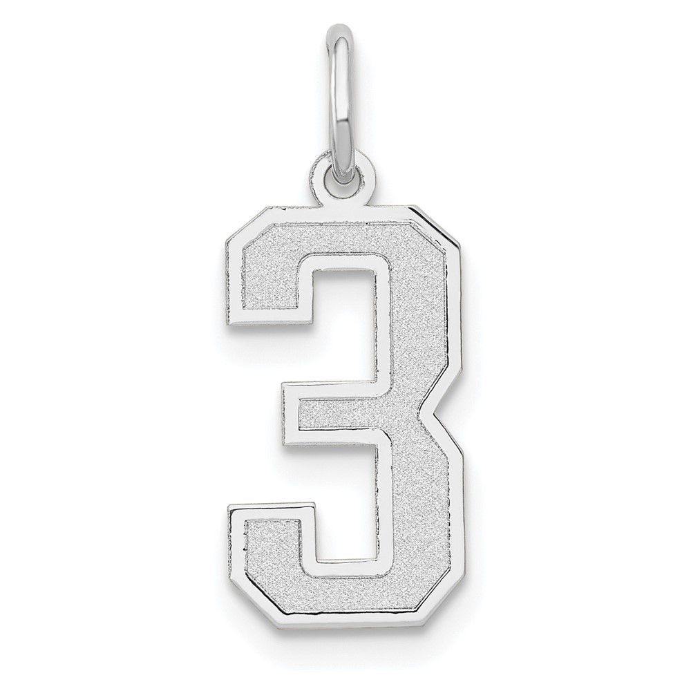 WSM03.jpg 14kw Medium Satin Number 3 Charm - Image 1