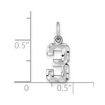 14kw Small Brushed Diamond-cut Number 3 Charm - Image 3