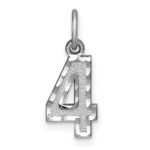 14kw Small Brushed Diamond-cut Number 4 Charm