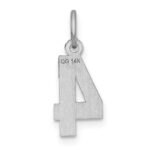 14kw Small Brushed Diamond-cut Number 4 Charm - Image 4