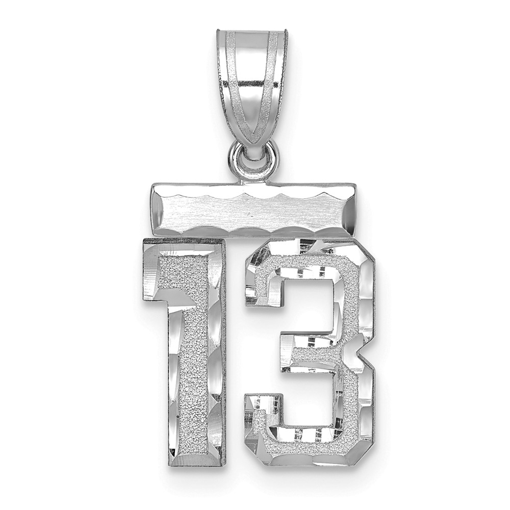 WSN13.jpg 14kw Small Brushed Diamond-cut Number 13 Charm - Image 1