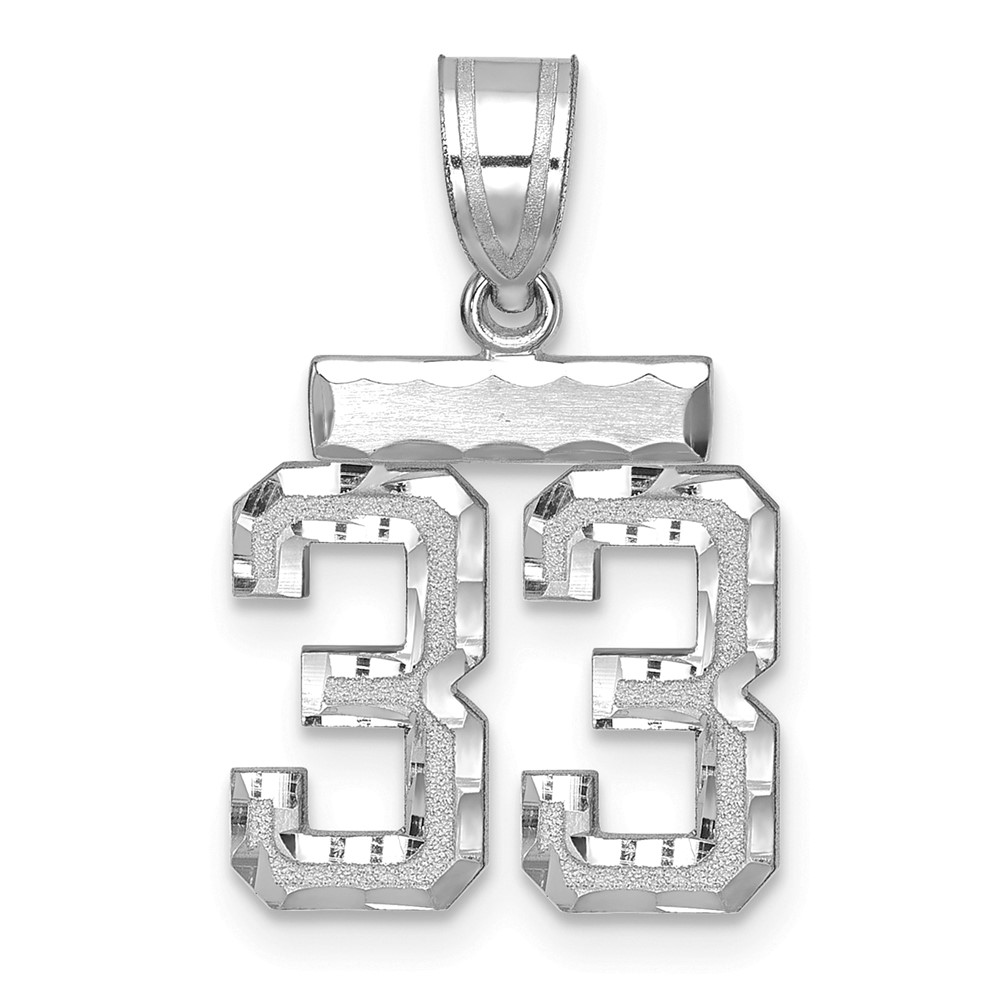 WSN33.jpg 14kw Small Brushed Diamond-cut Number 33 Charm - Image 1