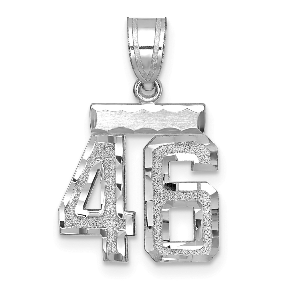 WSN46.jpg 14kw Small Brushed Diamond-cut Number 46 Charm - Image 1