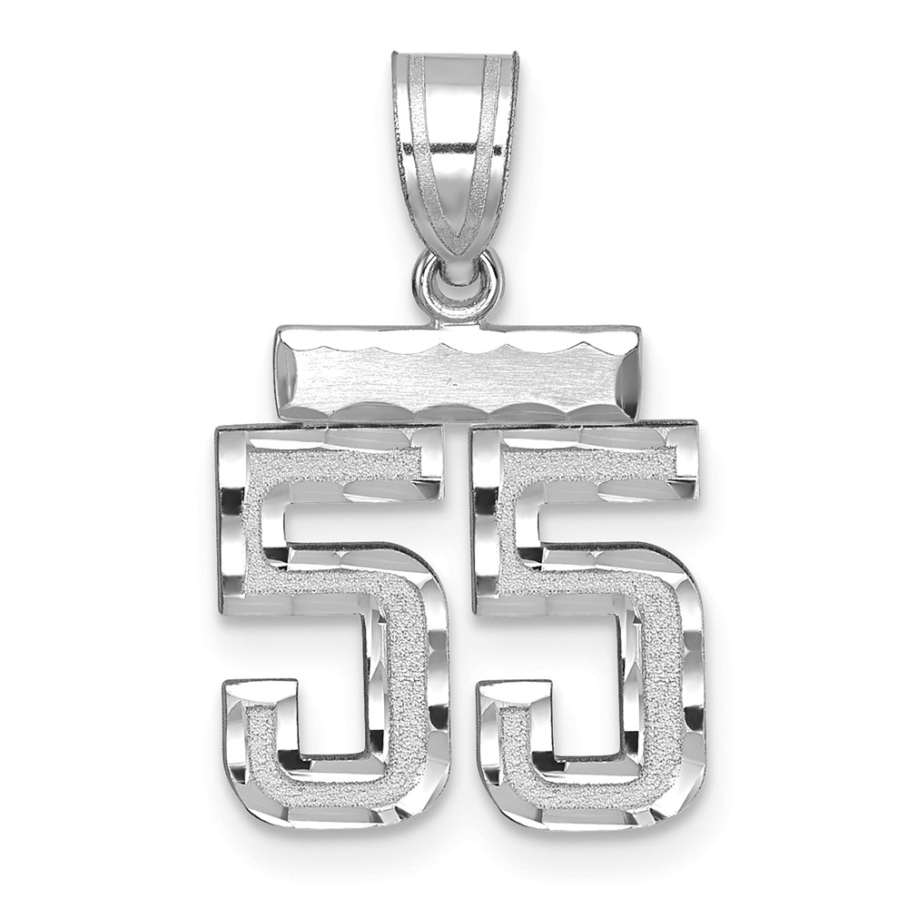 WSN55.jpg 14kw Small Brushed Diamond-cut Number 55 Charm - Image 1