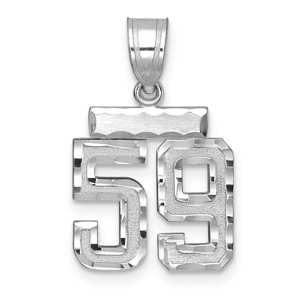 WSN59.jpg 14kw Small Brushed Diamond-cut Number 59 Charm - Image 1