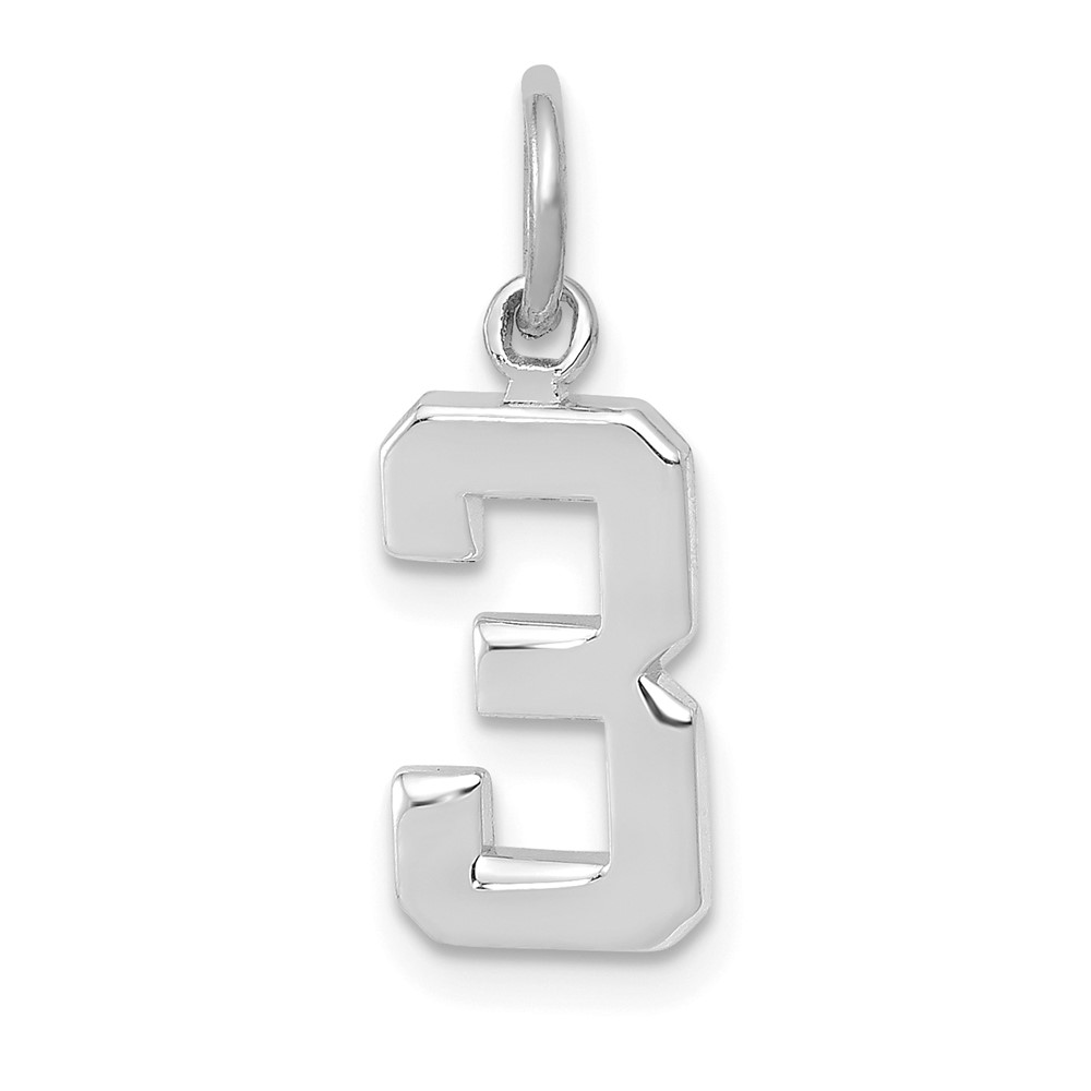WSP03.jpg 14kw Small Polished Number 3 Charm - Image 1