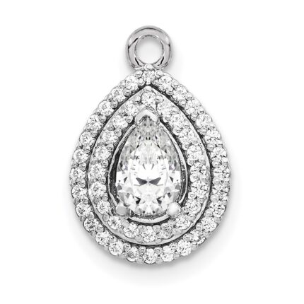 14k White Gold Holds 6x4 Pear-shape Center 1/4 carat VS Diamond Semi-mount Pendant