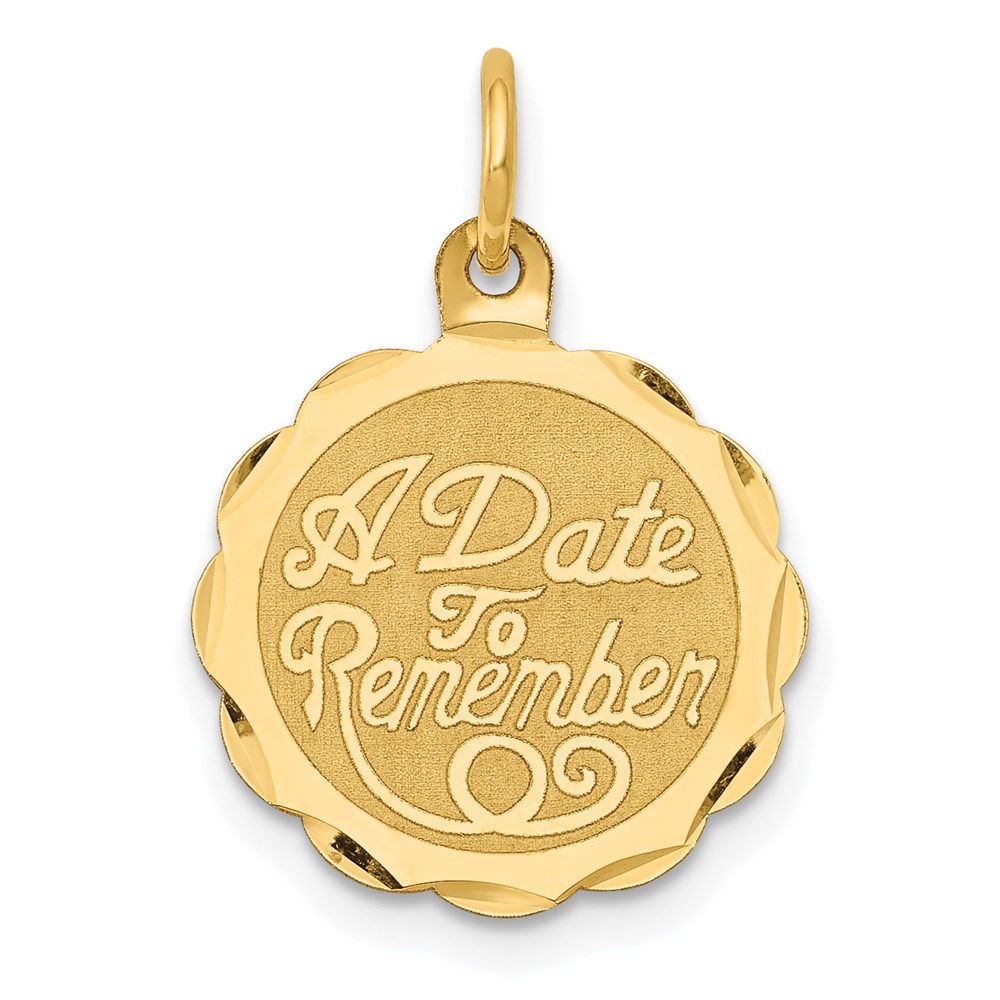 XAC16.jpg 14K A DATE TO REMEMBER 15mm Engravable Disc Charm - Image 1