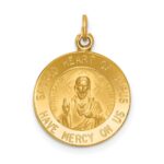 14k Polished and Satin Solid Sacred Heart of Jesus Medal Round Charm