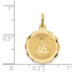 14k MERRY CHRISTMAS with Tree 15mm Engravable Disc Charm - Image 3