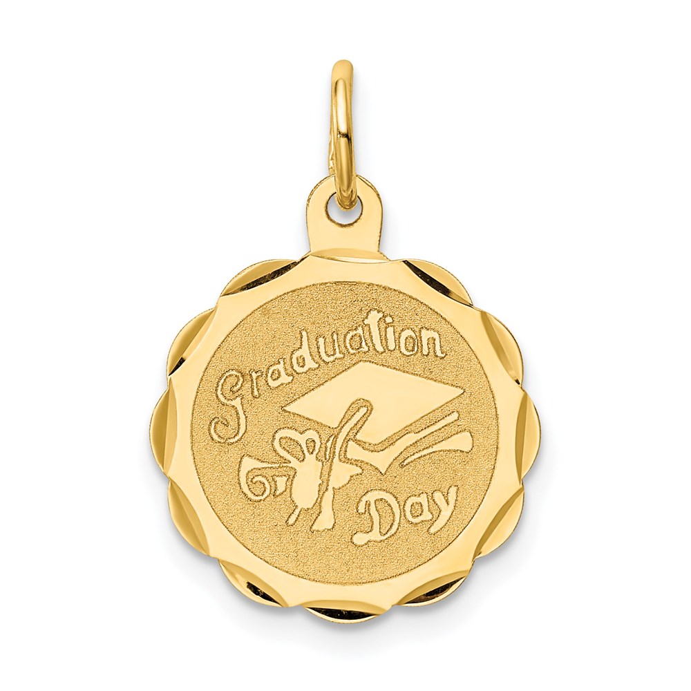 XAC35.jpg 14k GRADUATION DAY with Cap 16mm Engravable Disc Charm - Image 1