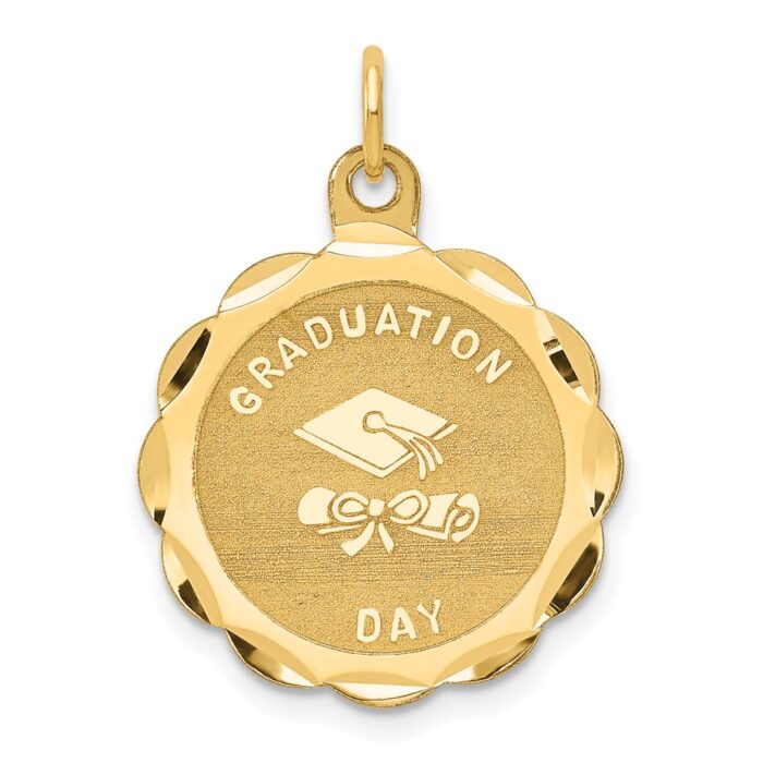 14k GRADUATION DAY with Cap 20mm Engravable Disc Charm - Jewel Time