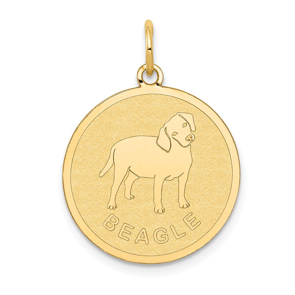 XAC360.jpg 14k BEAGLE 20mm Engravable Disc Dog Charm - Image 1