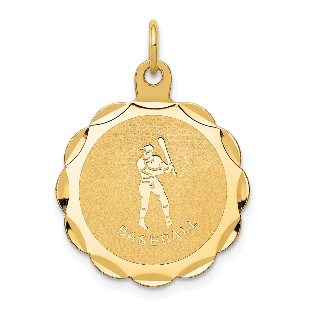 XAC406.jpg 14k Baseball 20mm Engravable on Back Disc Charm - Image 1
