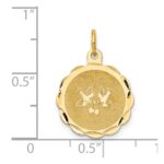 14k Love Birds Scalloped Border Engravable Disc Charm - Image 3