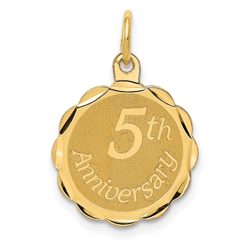 XAC577.jpg 14K 5th ANNIVERSARY 16mm Engravable Disc Charm - Image 1