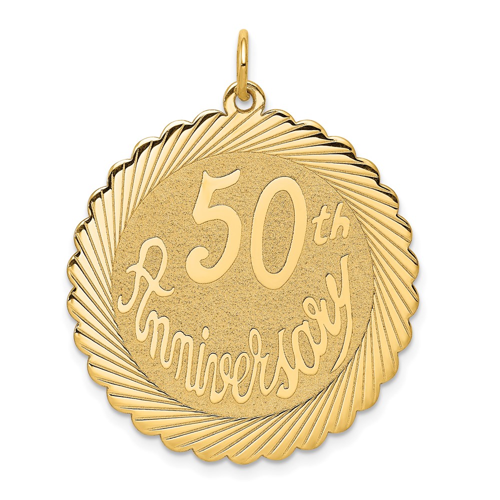 XAC584.jpg 14K 50th ANNIVERSARY 29mm Engravable Disc Charm - Image 1