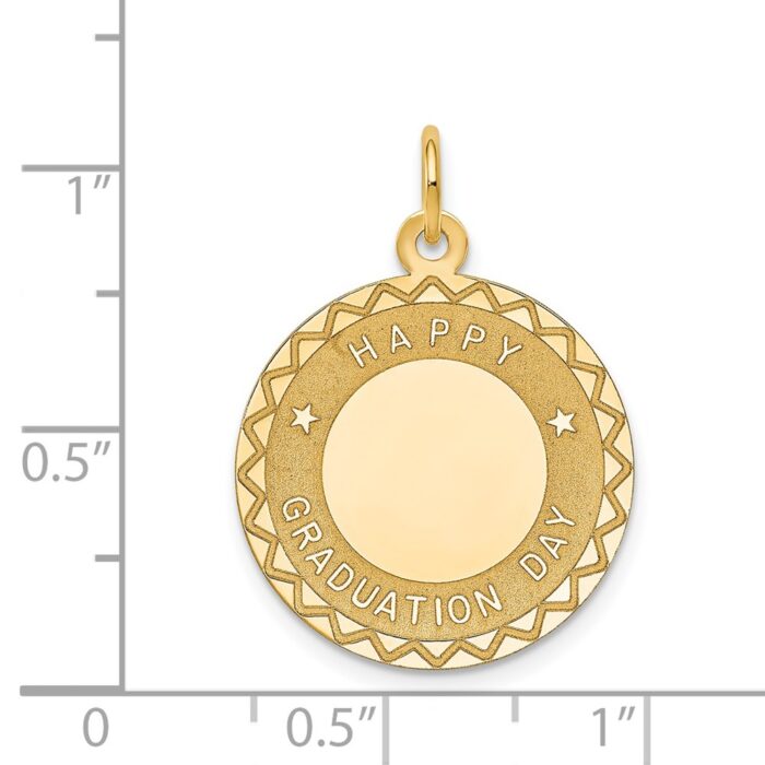 14k HAPPY GRADUATION DAY Engravable Disc Charm - Jewel Time